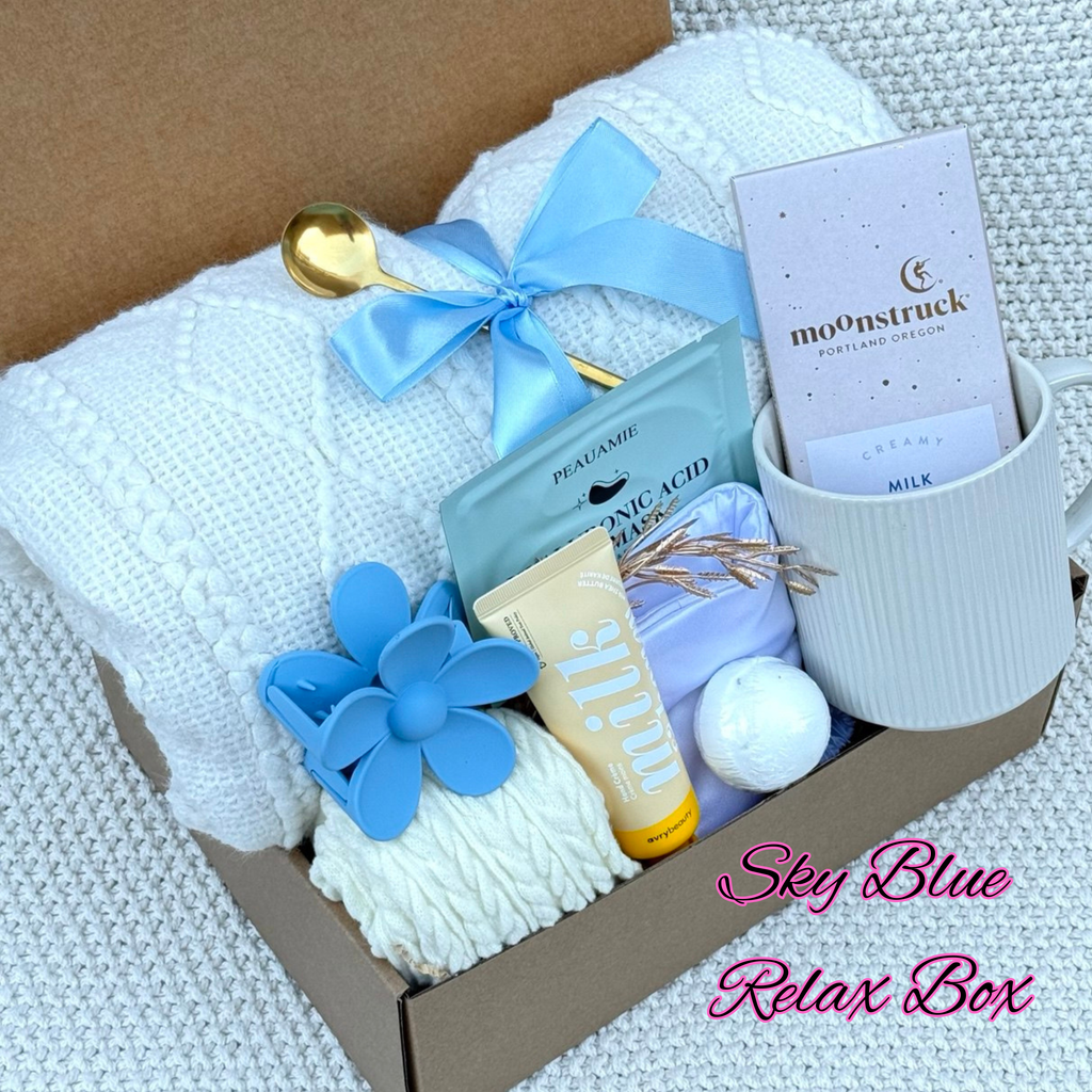 Sky Blue Relax Box – Knit Blanket, Spa & Relaxation
