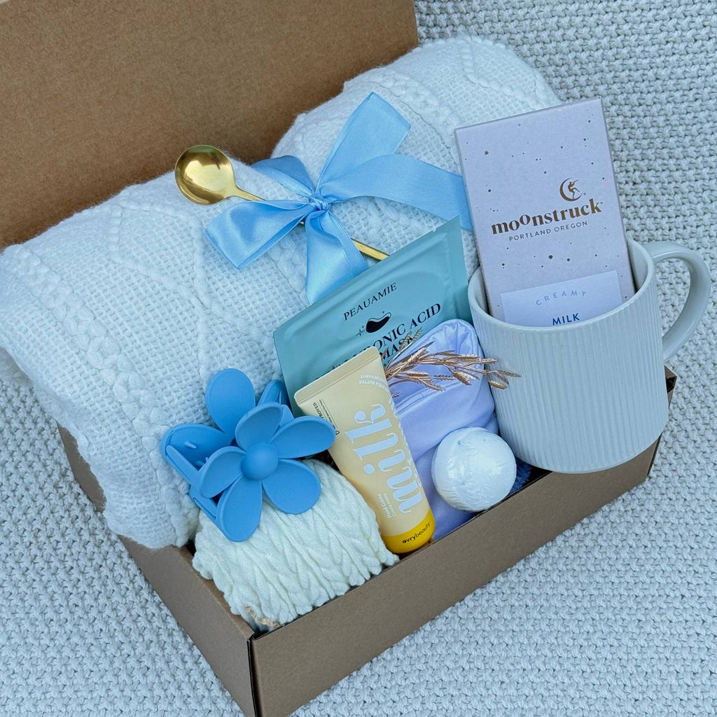 Sky Blue Relax Box – Knit Blanket, Spa & Relaxation