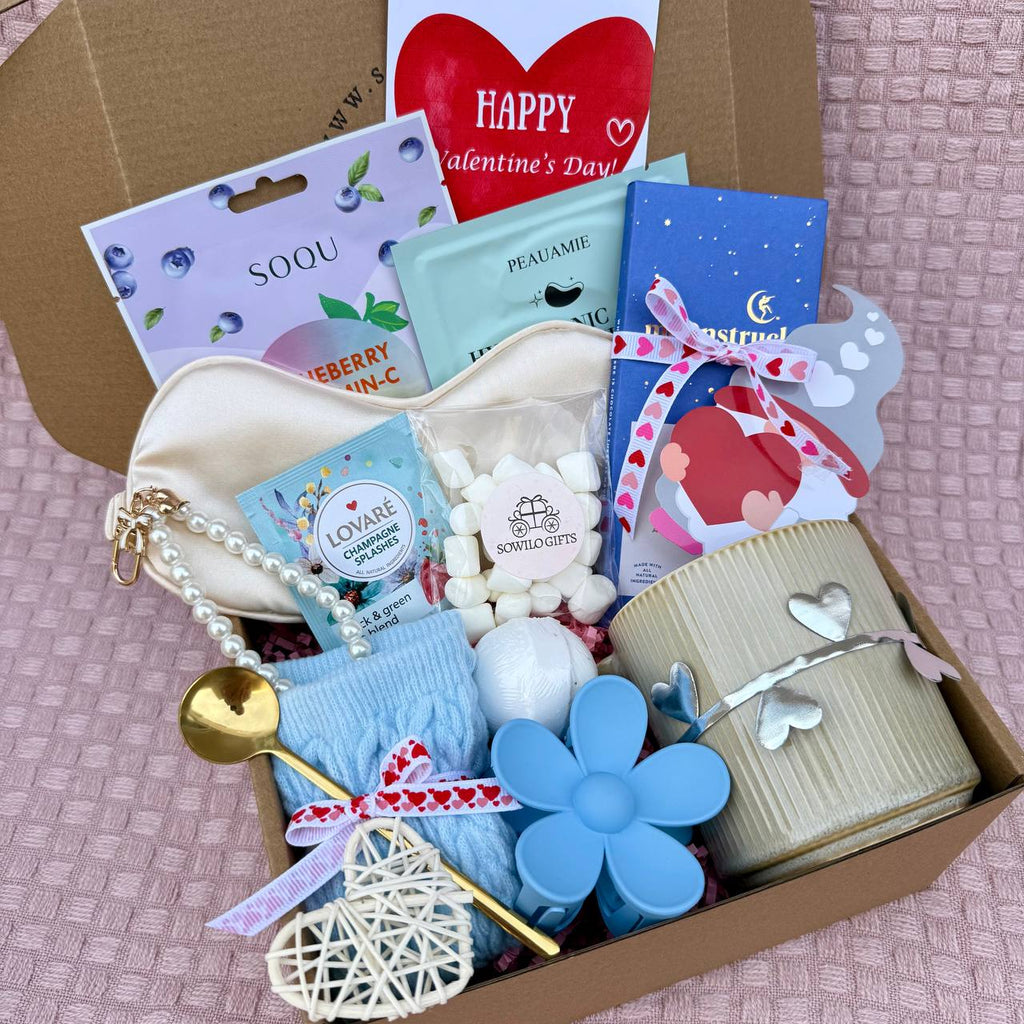 Blue & Cream  Gift Box – Cozy Self-Care Set