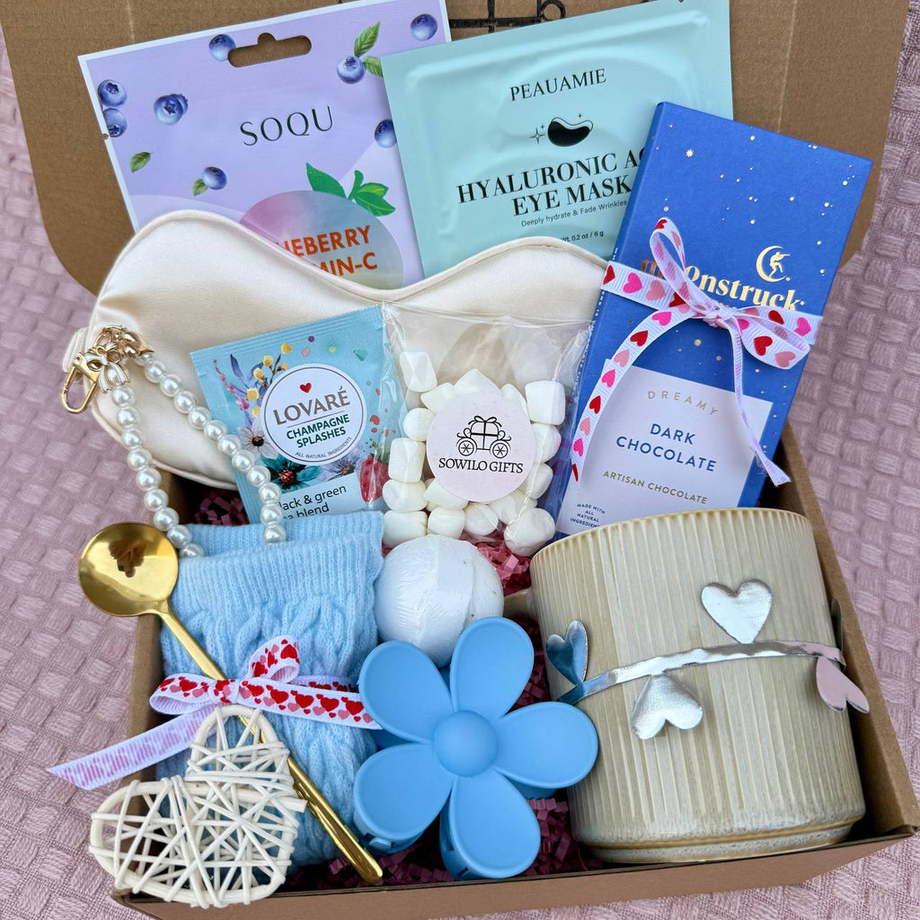 Blue & Cream  Gift Box – Cozy Self-Care Set