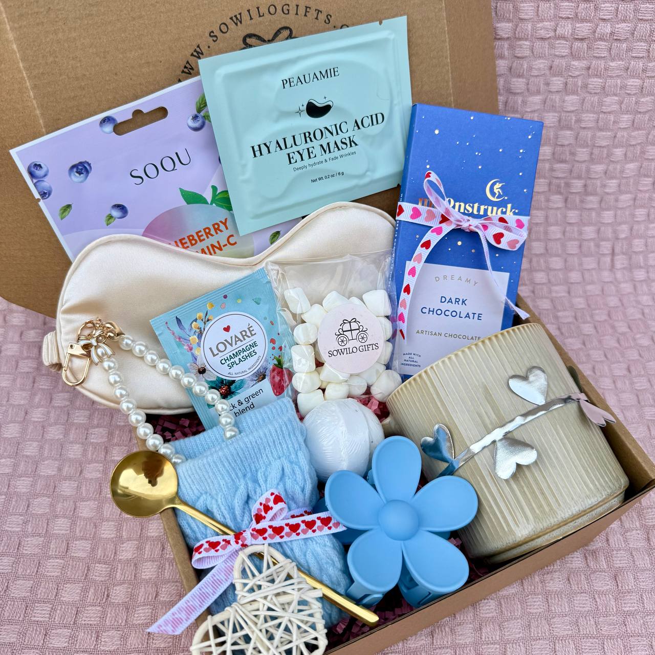 Blue & Cream  Gift Box – Cozy Self-Care Set