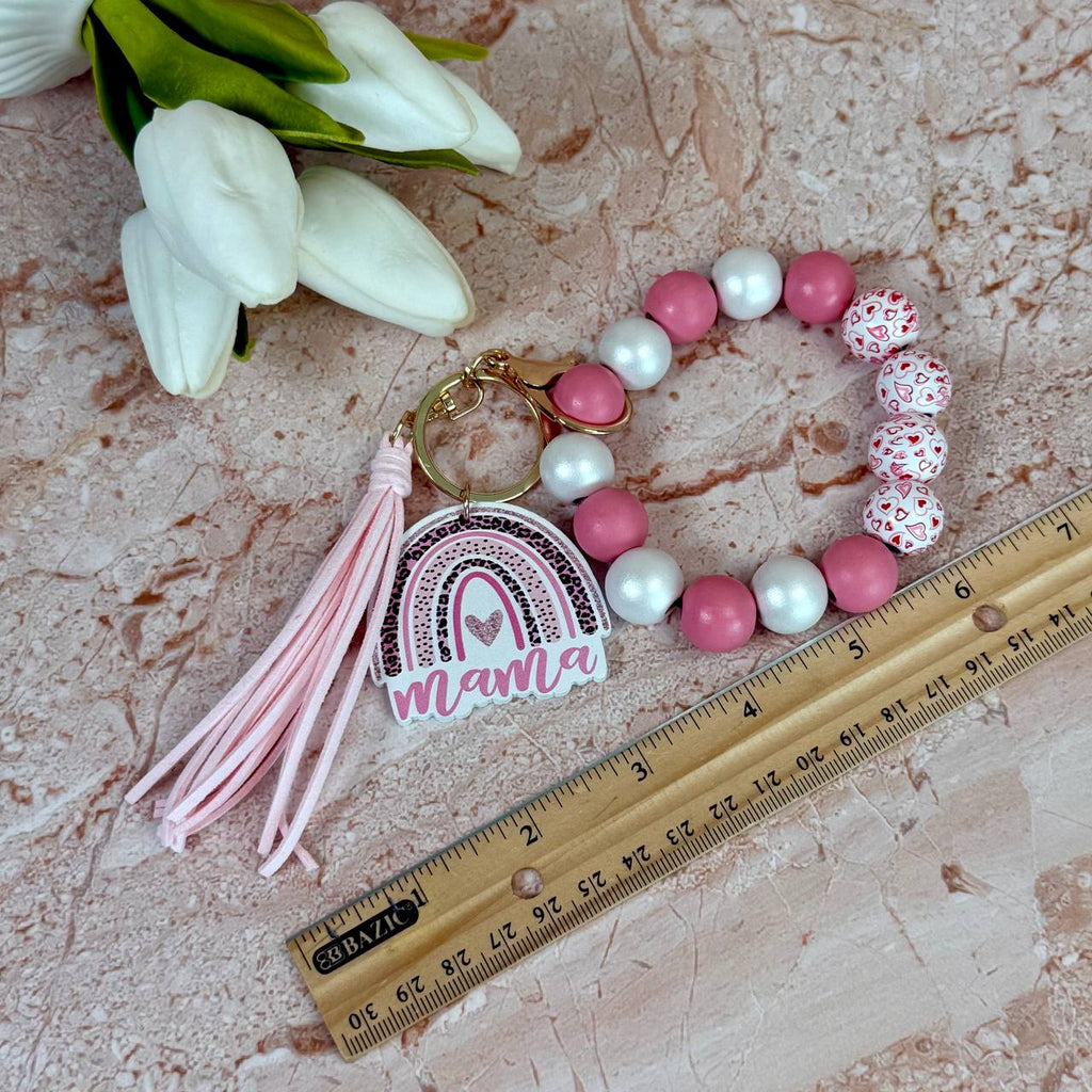 Mom Keychain Gift - Cute Mama Wristlet Keychain Bracelet | Gift for Mom, Mother's Day Gift, New Mom Gift