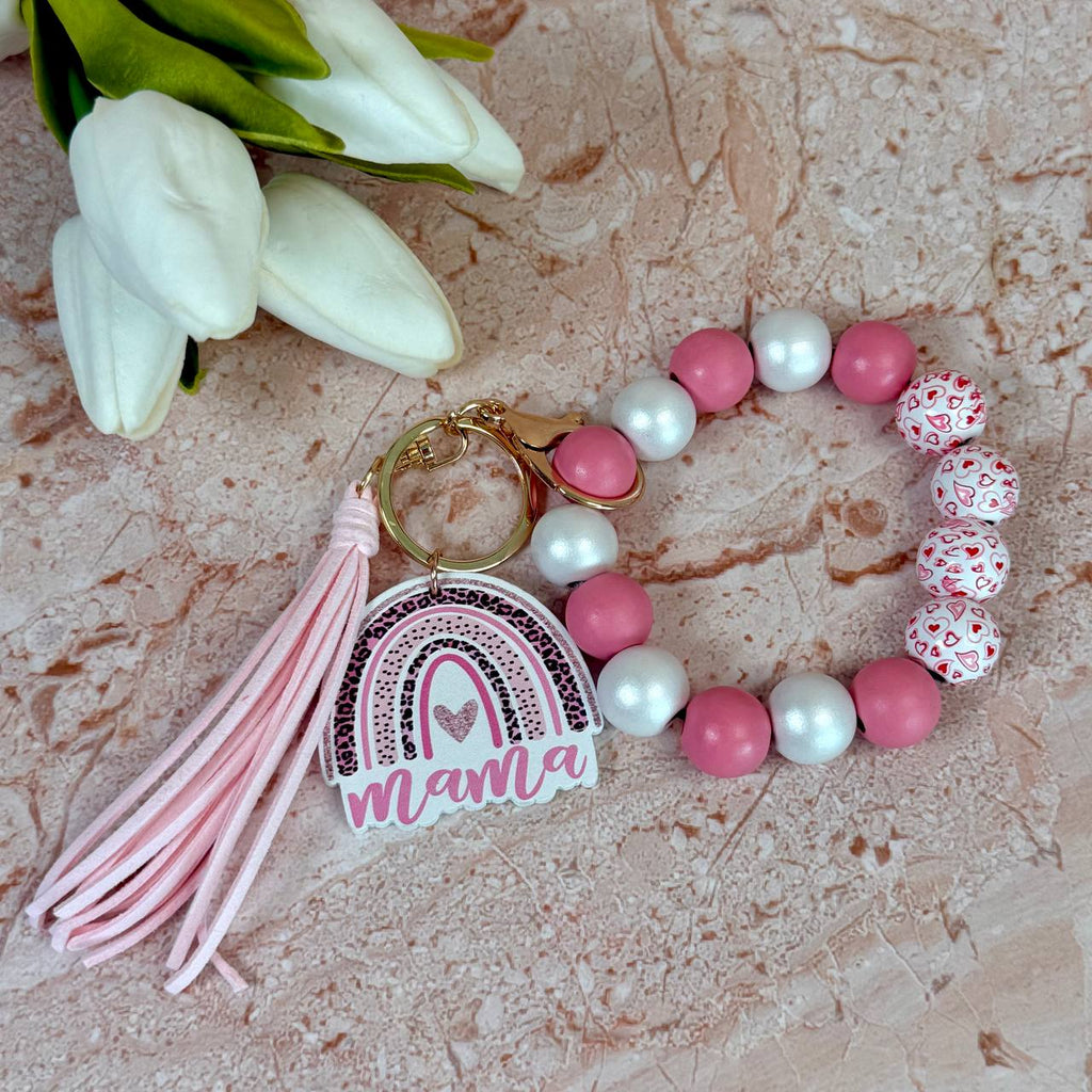Mom Keychain Gift - Cute Mama Wristlet Keychain Bracelet | Gift for Mom, Mother's Day Gift, New Mom Gift