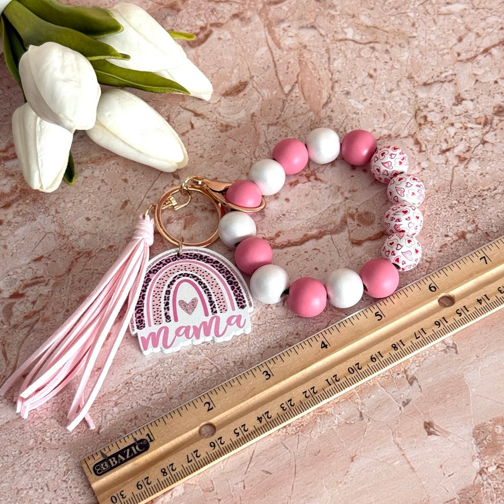 Mom Keychain Gift - Cute Mama Wristlet Keychain Bracelet | Gift for Mom, Mother's Day Gift, New Mom Gift