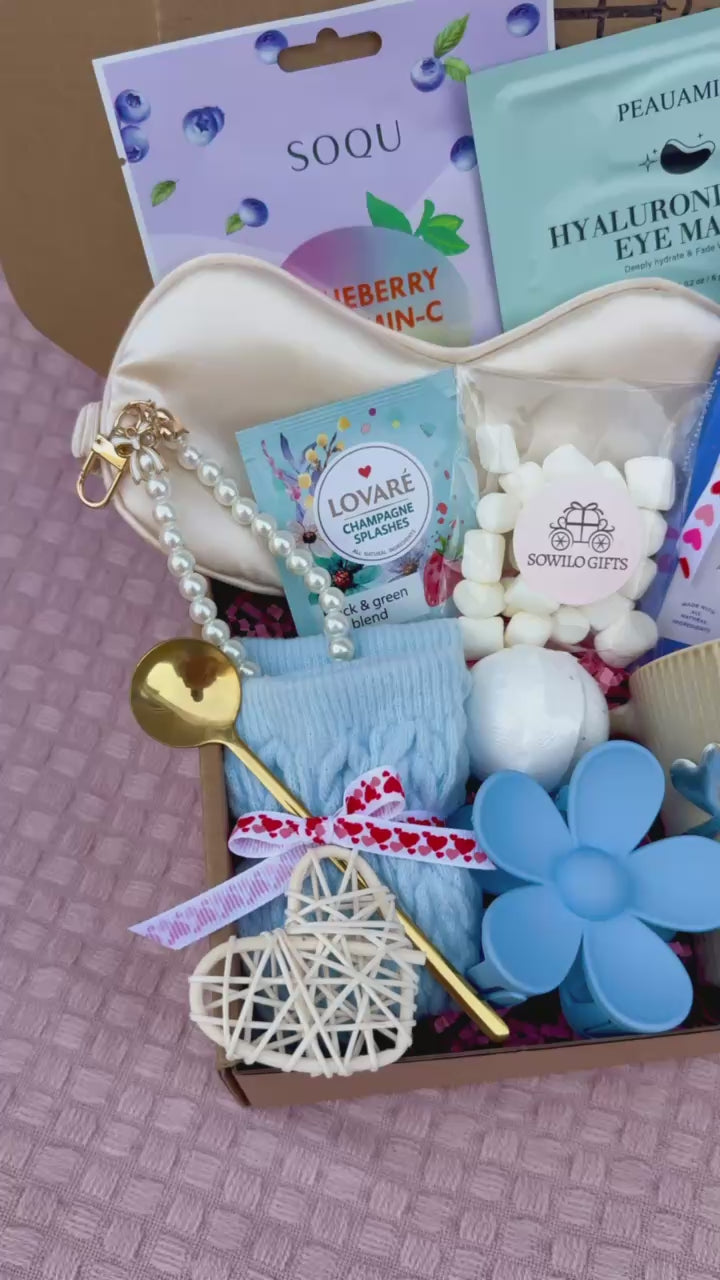 Blue & Cream  Gift Box – Cozy Self-Care Set