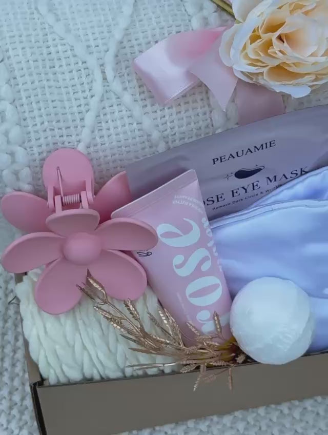 Blush Self-Care Gift Box – Knit Blanket, Spa & Relaxation